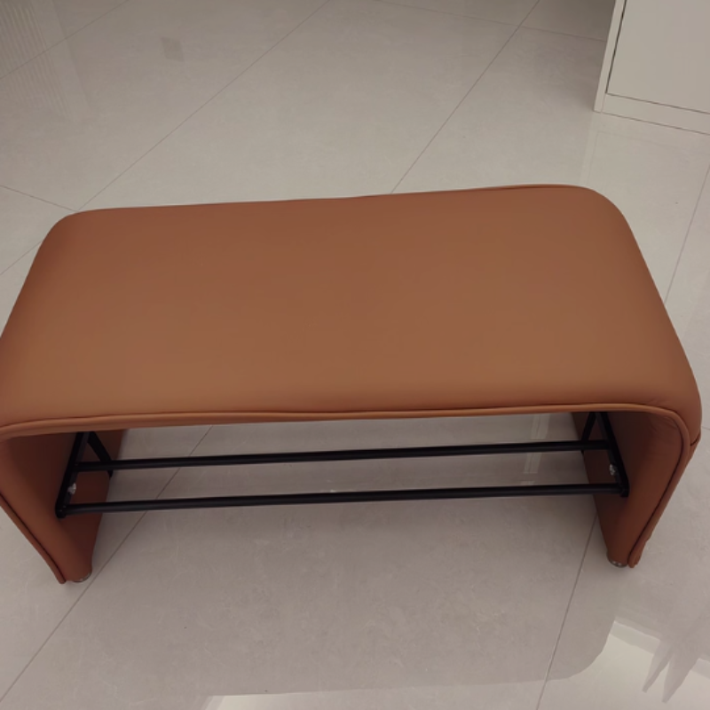 PU Leather Shoe Storage Bench with Steel Frame – 2 Tier Entryway