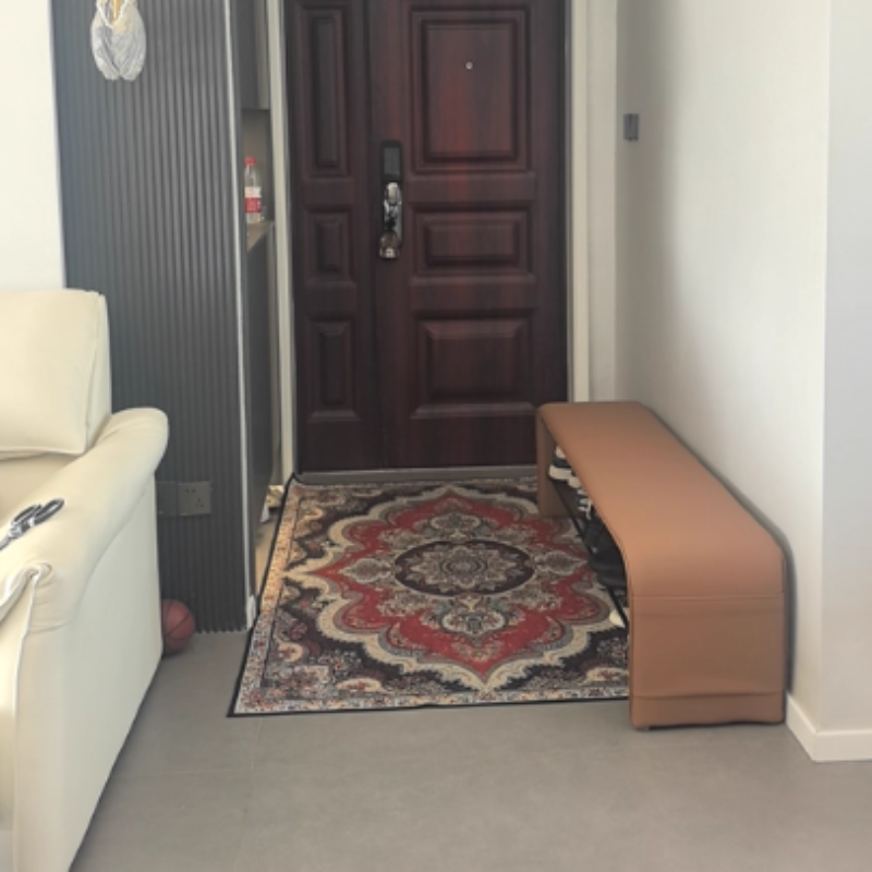 PU Leather Shoe Storage Bench with Steel Frame – 2 Tier Entryway