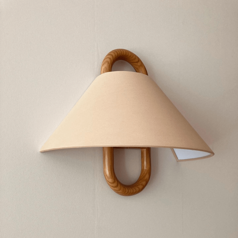 Pleated Solid Wood Half-Moon Wall Sconce
