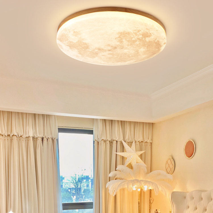 Moon-Style Round LED Flush Mount Ceiling Light