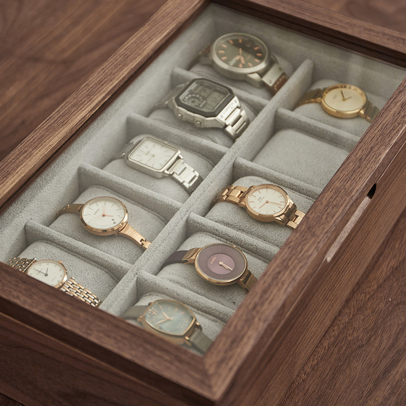 Minimalist Walnut Watch Organizer Box