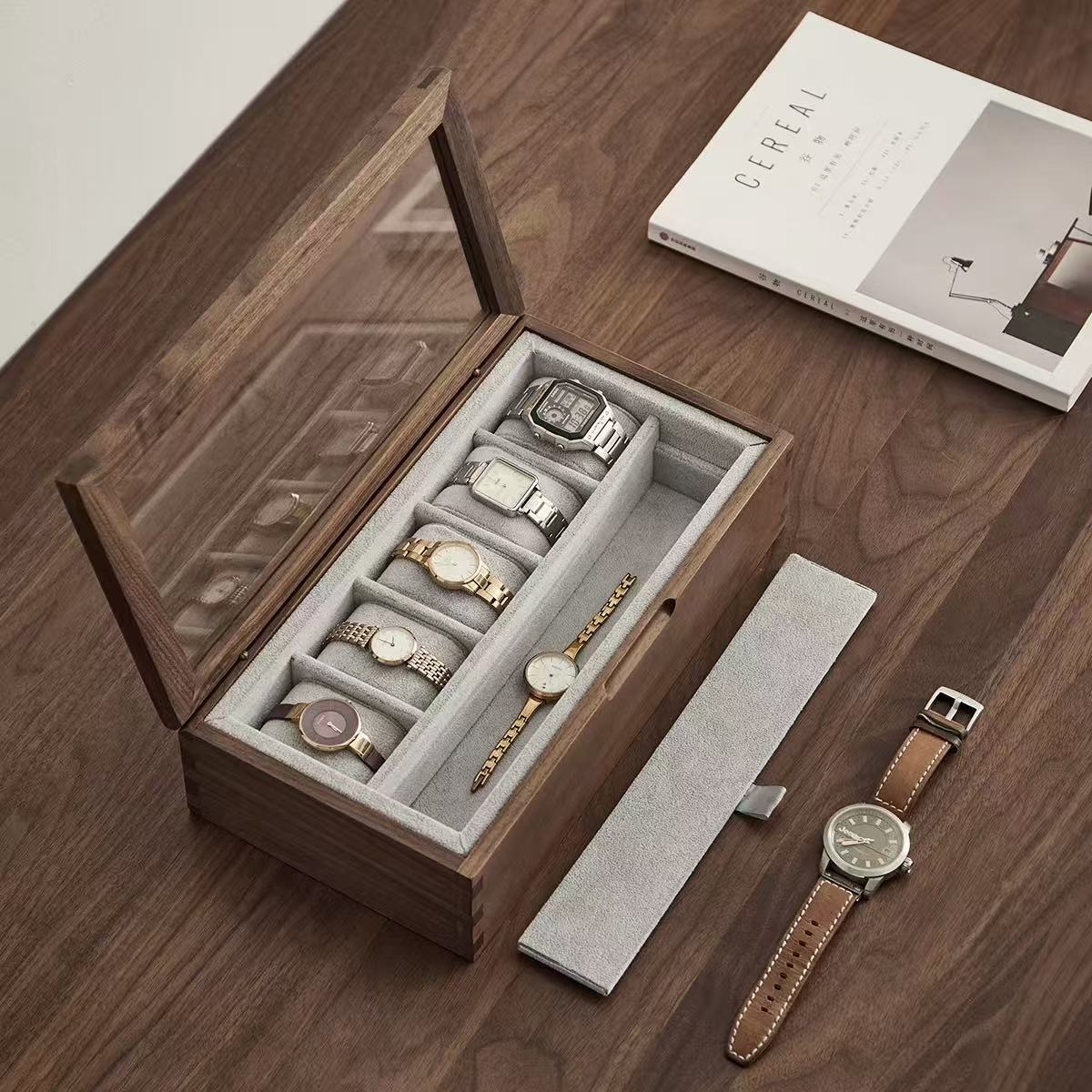 Minimalist Walnut Watch Organizer Box