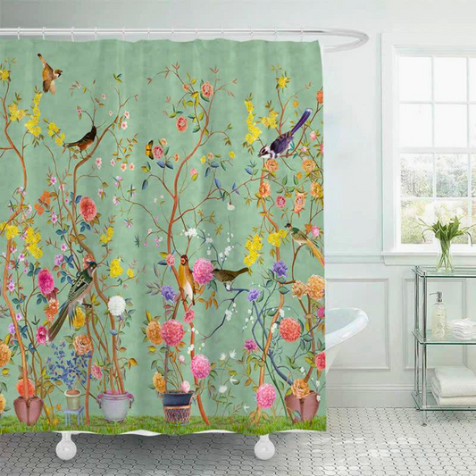 Waterproof Floral Shower Curtain