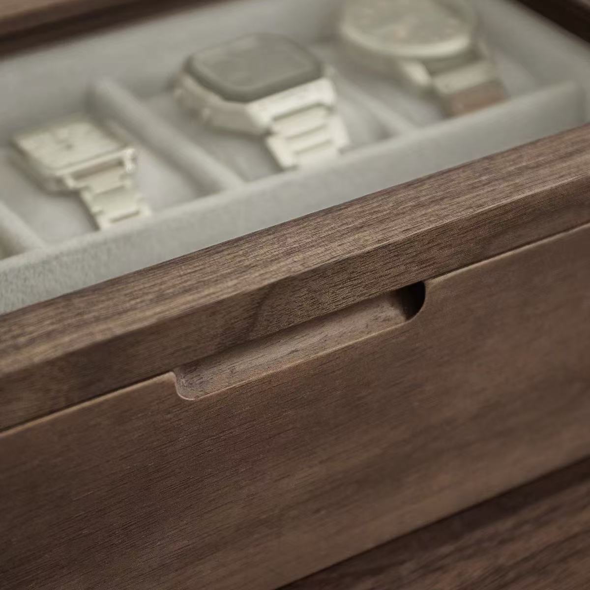 Minimalist Walnut Watch Organizer Box
