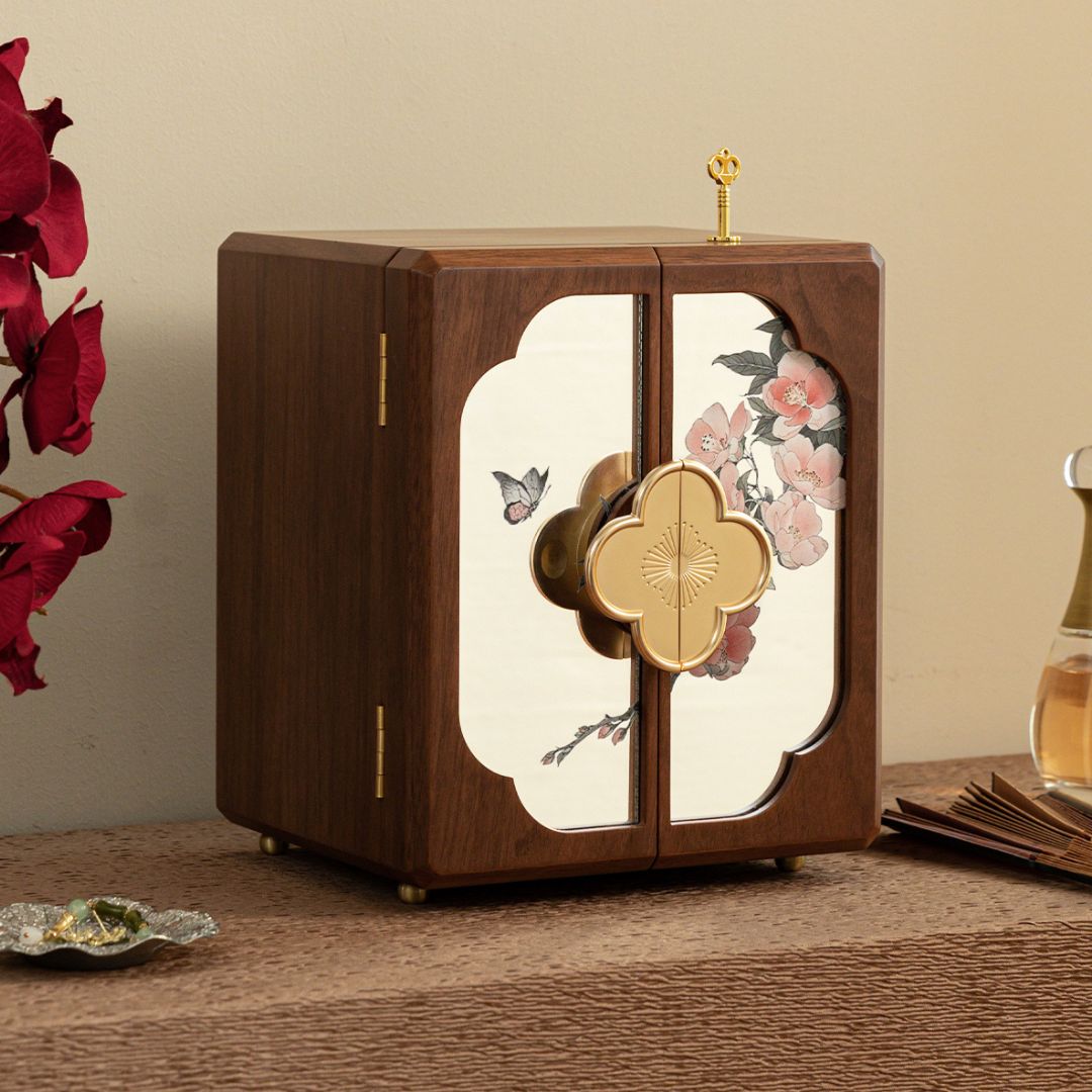 Lockable Wooden Jewelry Storage Cabinet