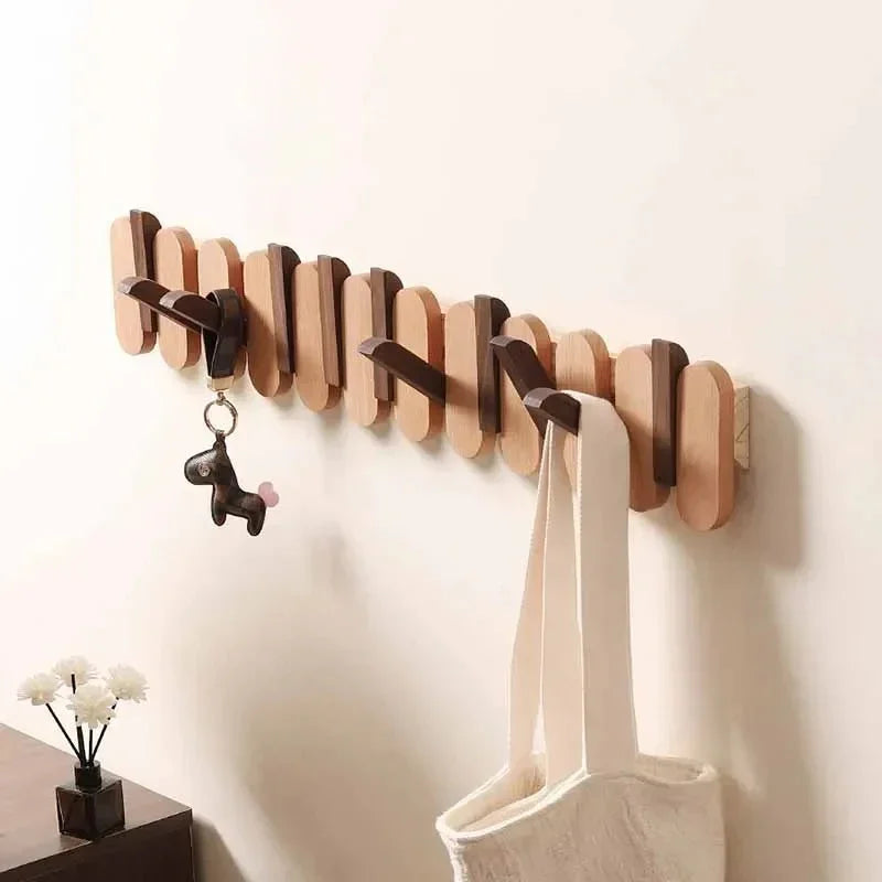 Slatted Wood Wall Coat Rack