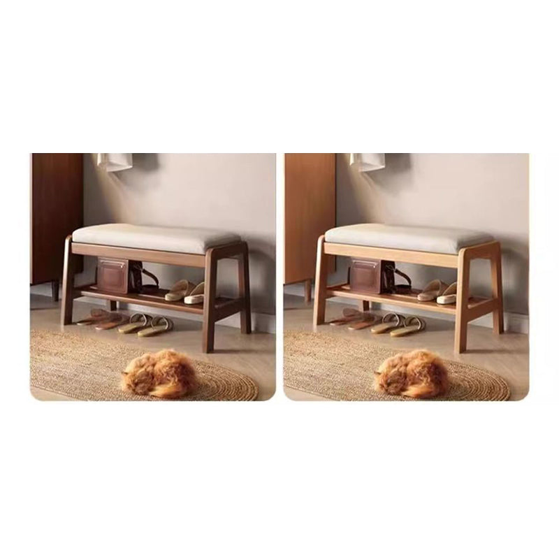 Shoe Bench with Shelf Solid Wood