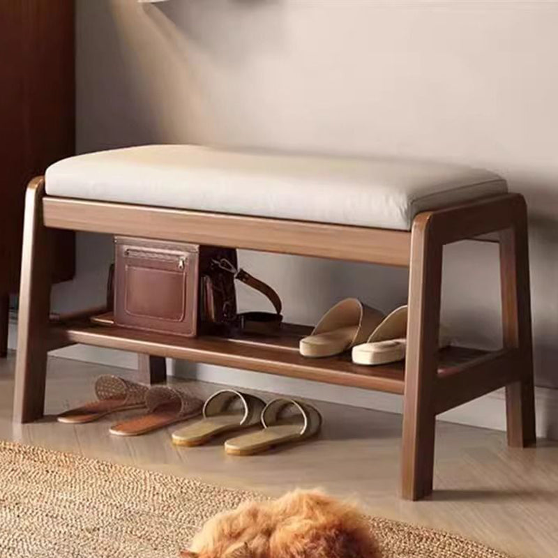 Shoe Bench with Shelf Solid Wood