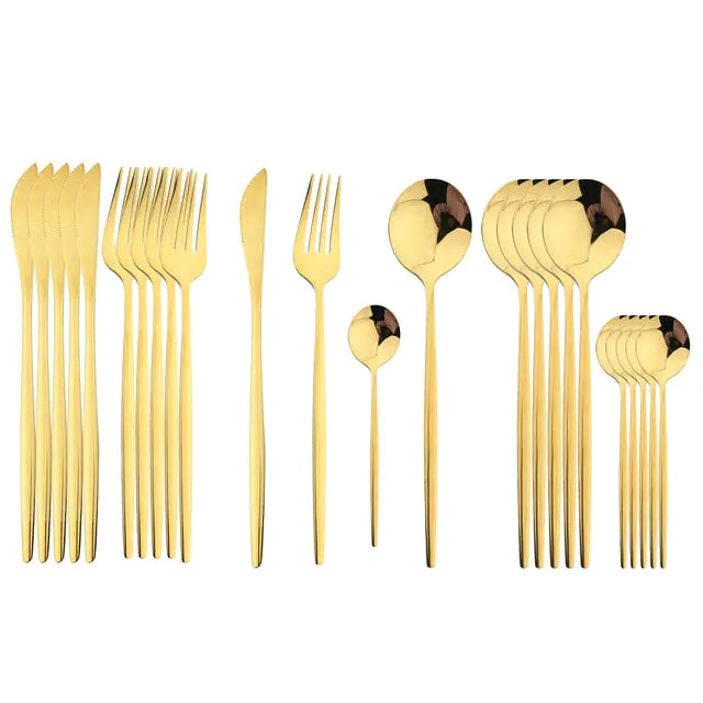 24-piece Stainless Steel Cutlery Set – Aurinox-Gold-State of Style