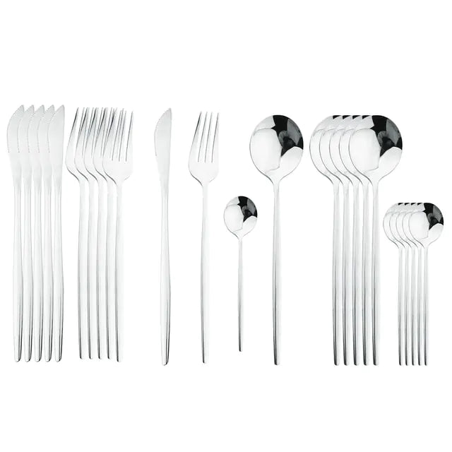 24-piece Stainless Steel Cutlery Set – Aurinox-Silver-State of Style