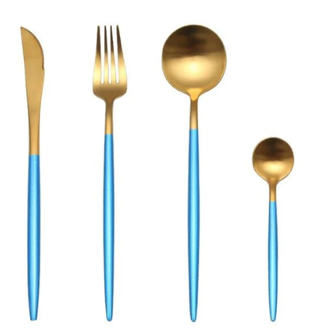 24-Piece Stainless Steel Gold-Silver Luxury Cutlery - RoyalGlow-Black-State of Style