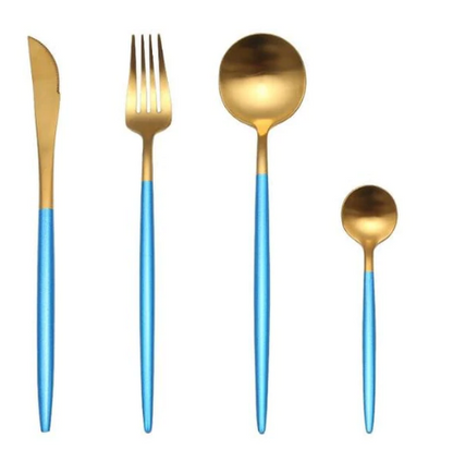 24-Piece Stainless Steel Gold-Silver Luxury Cutlery - RoyalGlow-Black-State of Style