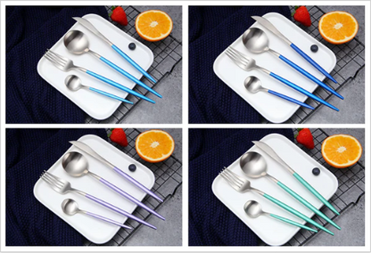 24-Piece Stainless Steel Gold-Silver Luxury Cutlery - RoyalGlow-Black-State of Style