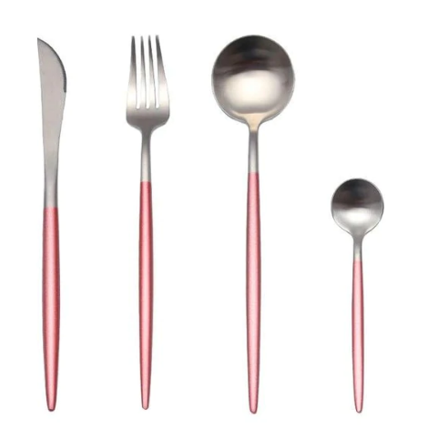 24-Piece Stainless Steel Gold-Silver Luxury Cutlery - RoyalGlow-Pink Silver-State of Style