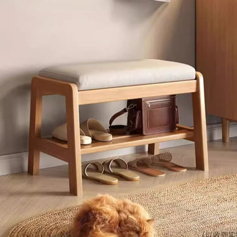 Shoe Bench with Shelf Solid Wood