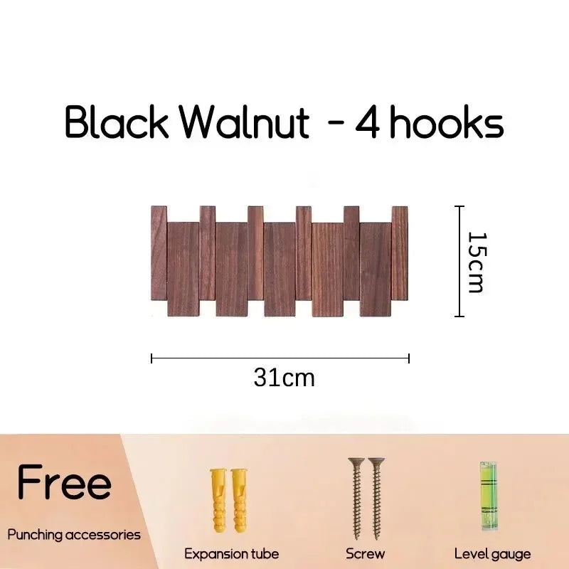 Horizontal Wood Wall Hook Rack