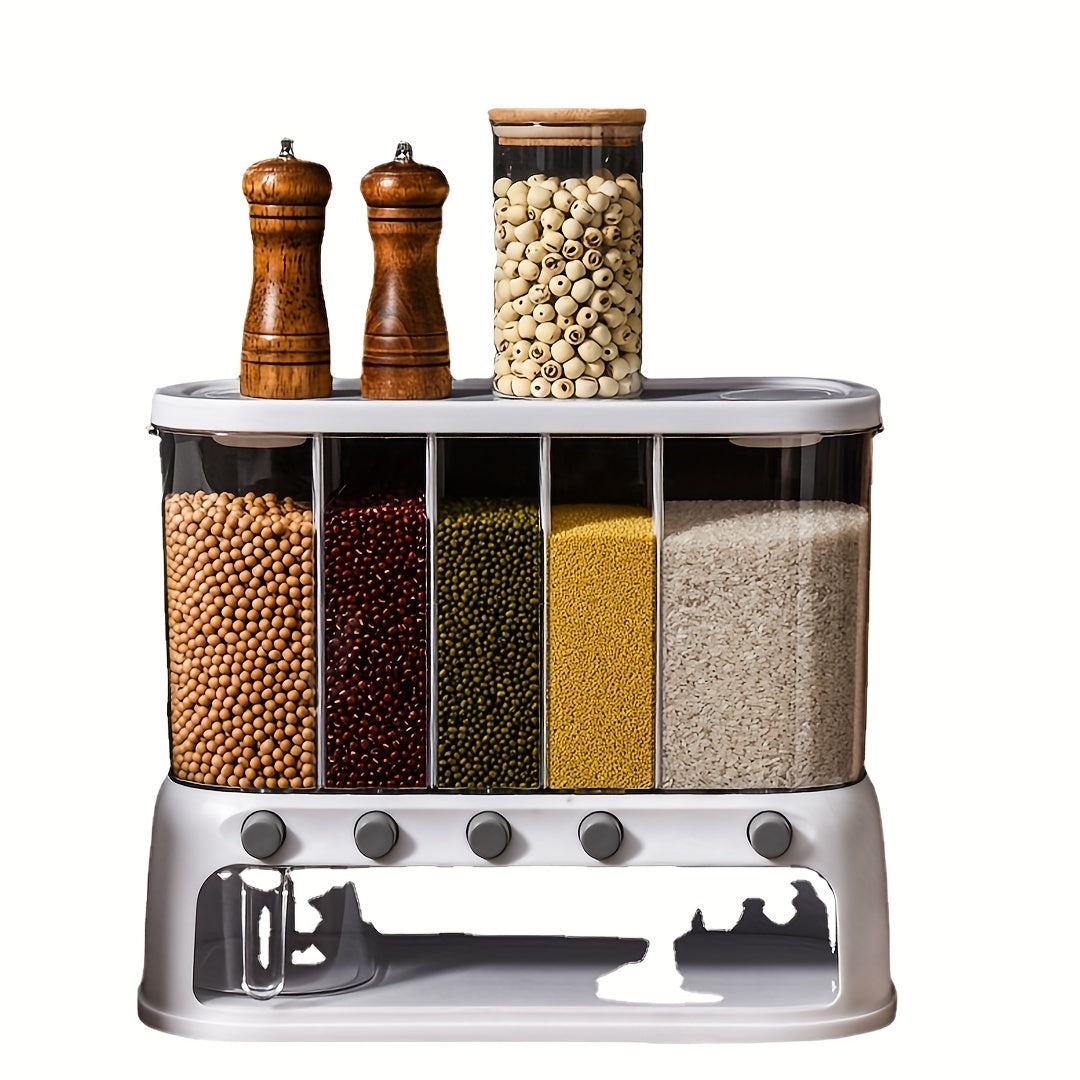 Segmented Kitchen Grain Storage Box | Airtight Pantry Dispenser