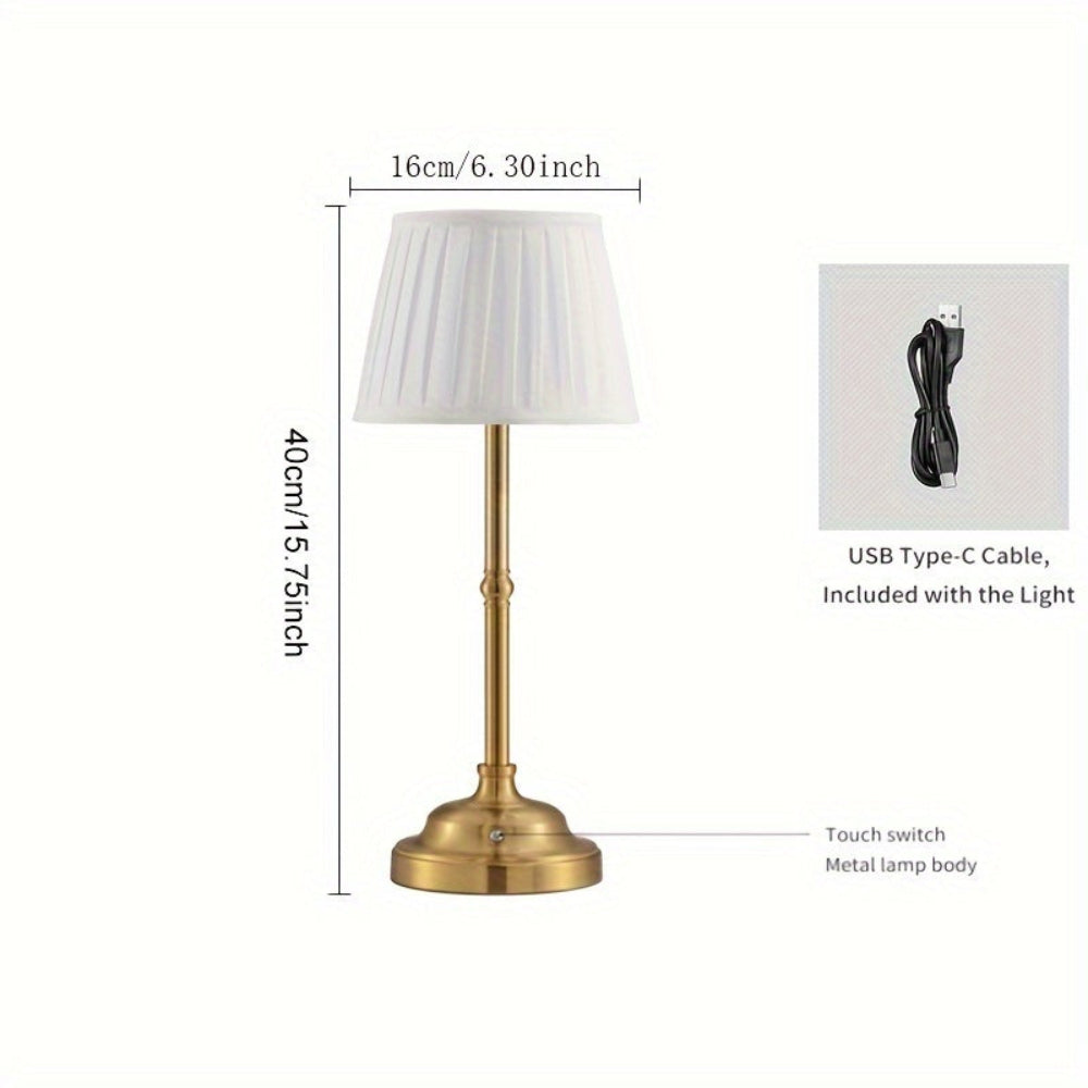 Cordless Rechargeable Brass LED Table Lamp