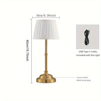 Cordless Rechargeable Brass LED Table Lamp