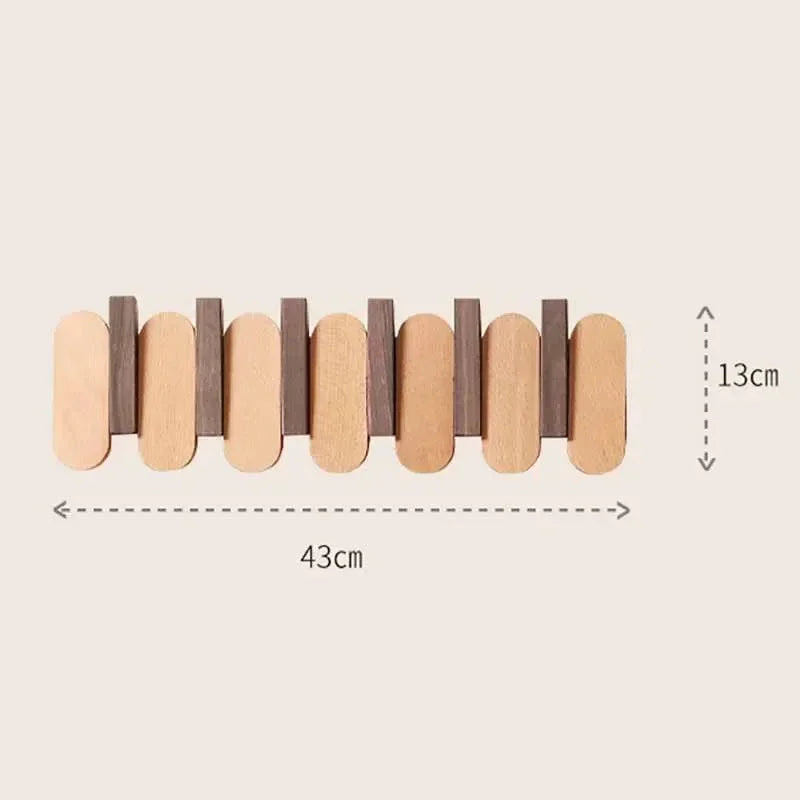 Slatted Wood Wall Coat Rack