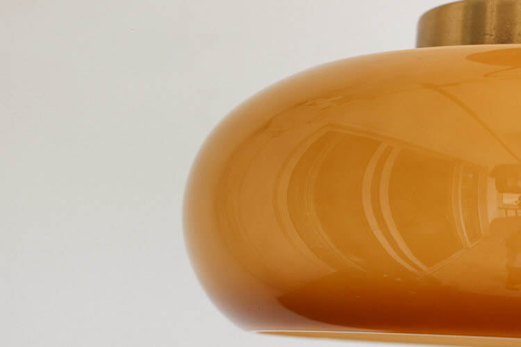 Brass Frame Yellow Glass Semi-Flush Ceiling Light