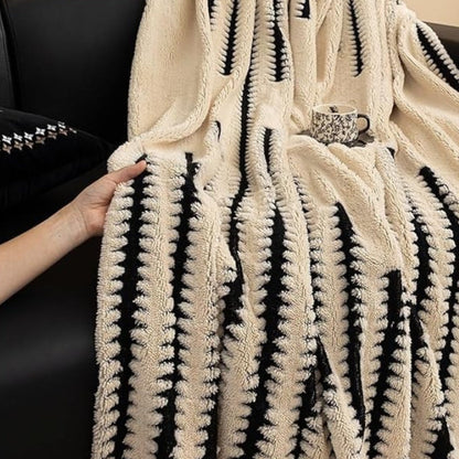 Striped Fringed Couch Cover | Plush Tufted Sofa Bedding