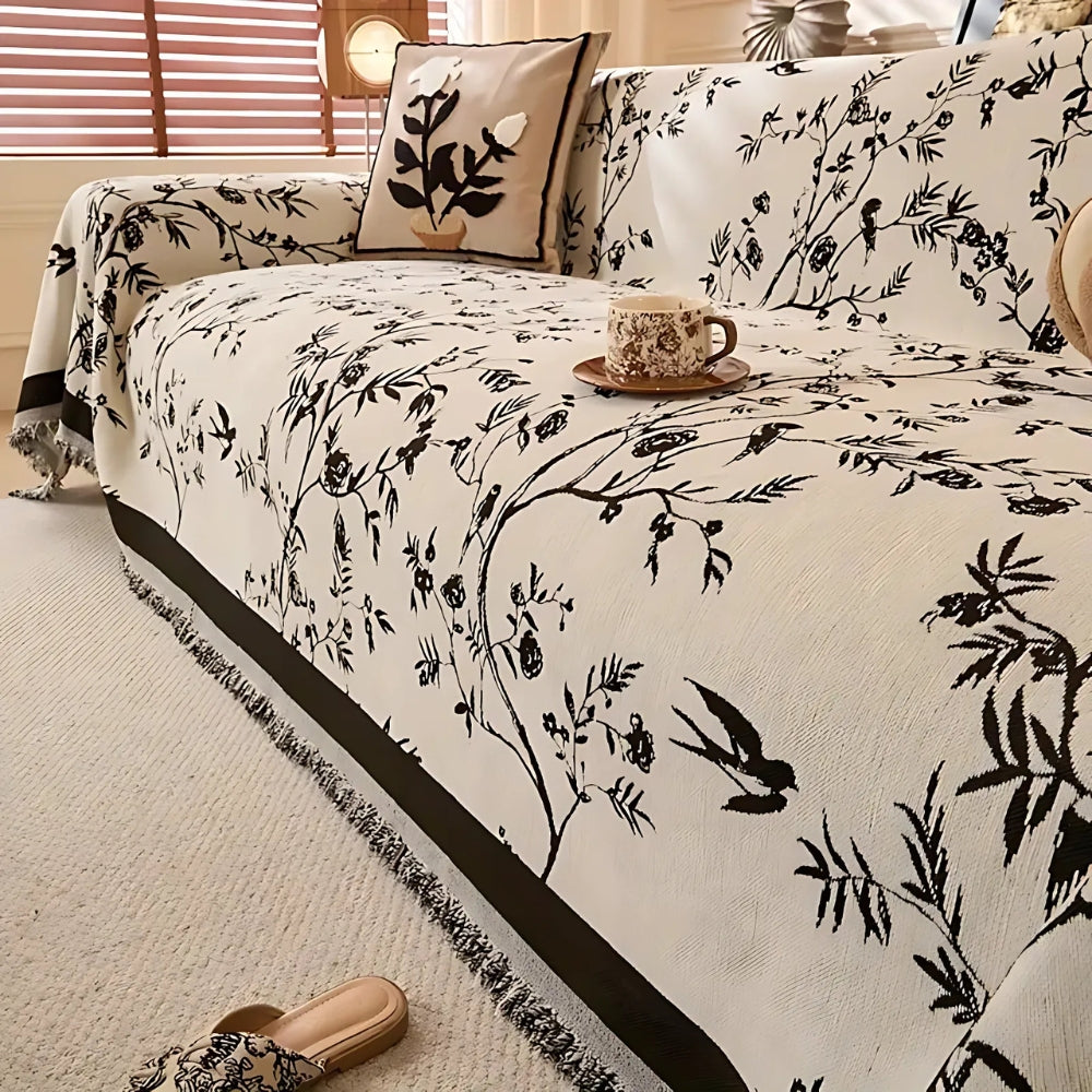 Damask Pattern Couch Cover | Elegant Floral Sofa Bedding