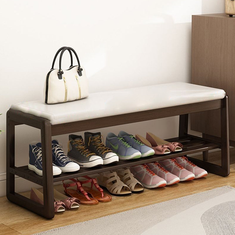 Shoe Bench with Shelf Solid Wood
