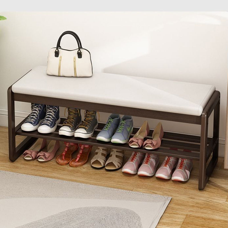 Shoe Bench with Shelf Solid Wood