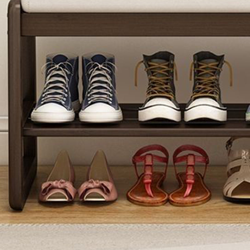 Shoe Bench with Shelf Solid Wood