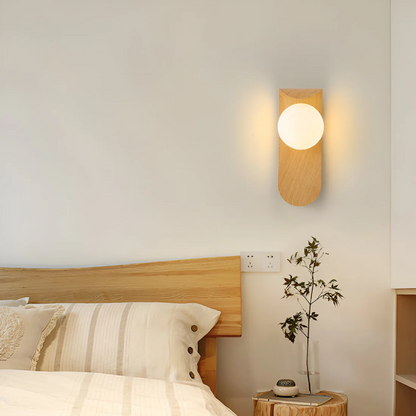 LED Wall Sconce | Scandinavian Minimalist Wooden Bedroom Light