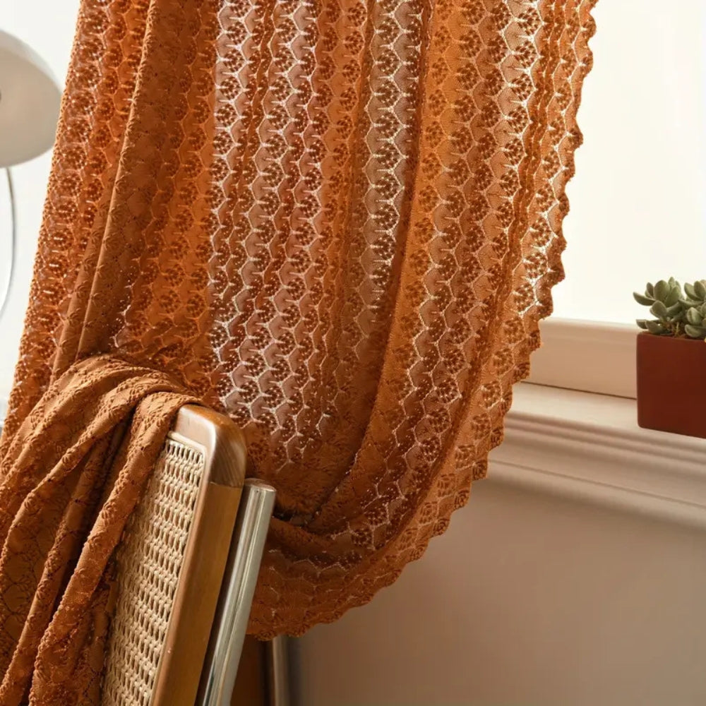 Amber Boho Crochet Curtain Panel