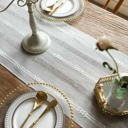 Blue Striped Table Runner | Fabric with Tassels