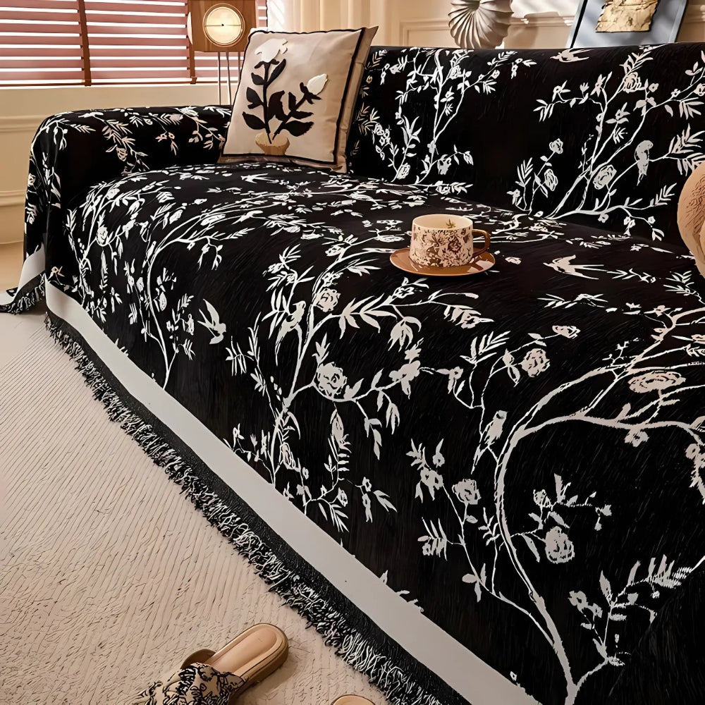 Damask Pattern Couch Cover | Elegant Floral Sofa Bedding