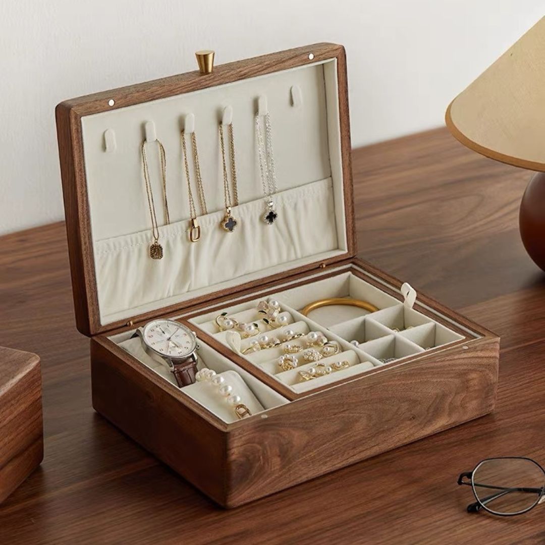 Walnut Jewelry Box with Lift Out Tray