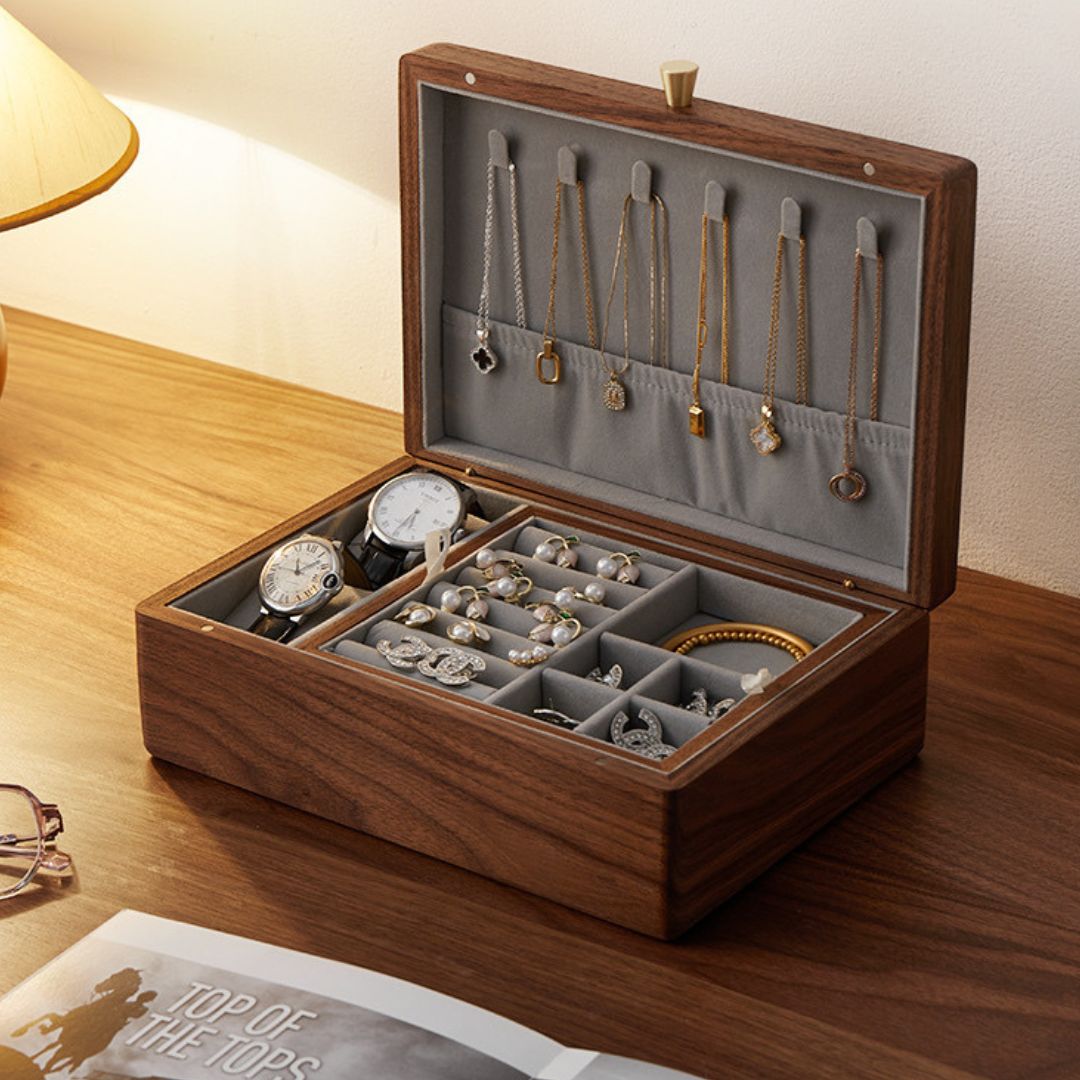 Walnut Jewelry Box with Lift Out Tray