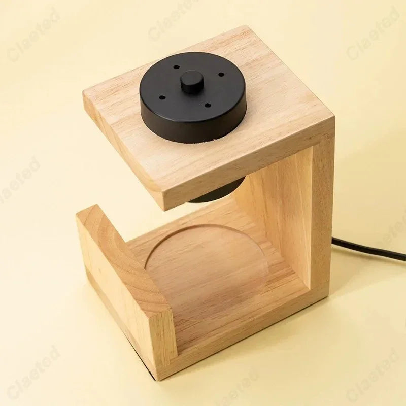 Modern Wood Block Candle Warmer Lamp