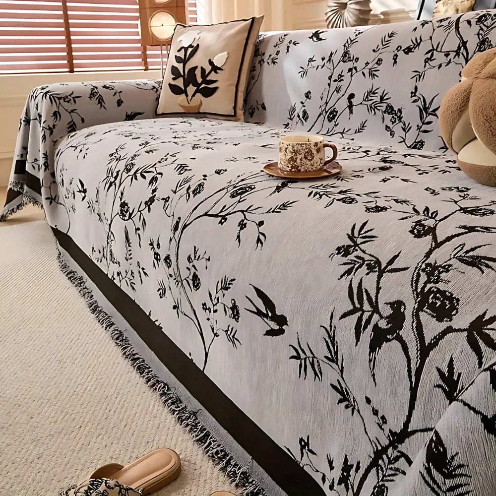 Damask Pattern Couch Cover | Elegant Floral Sofa Bedding