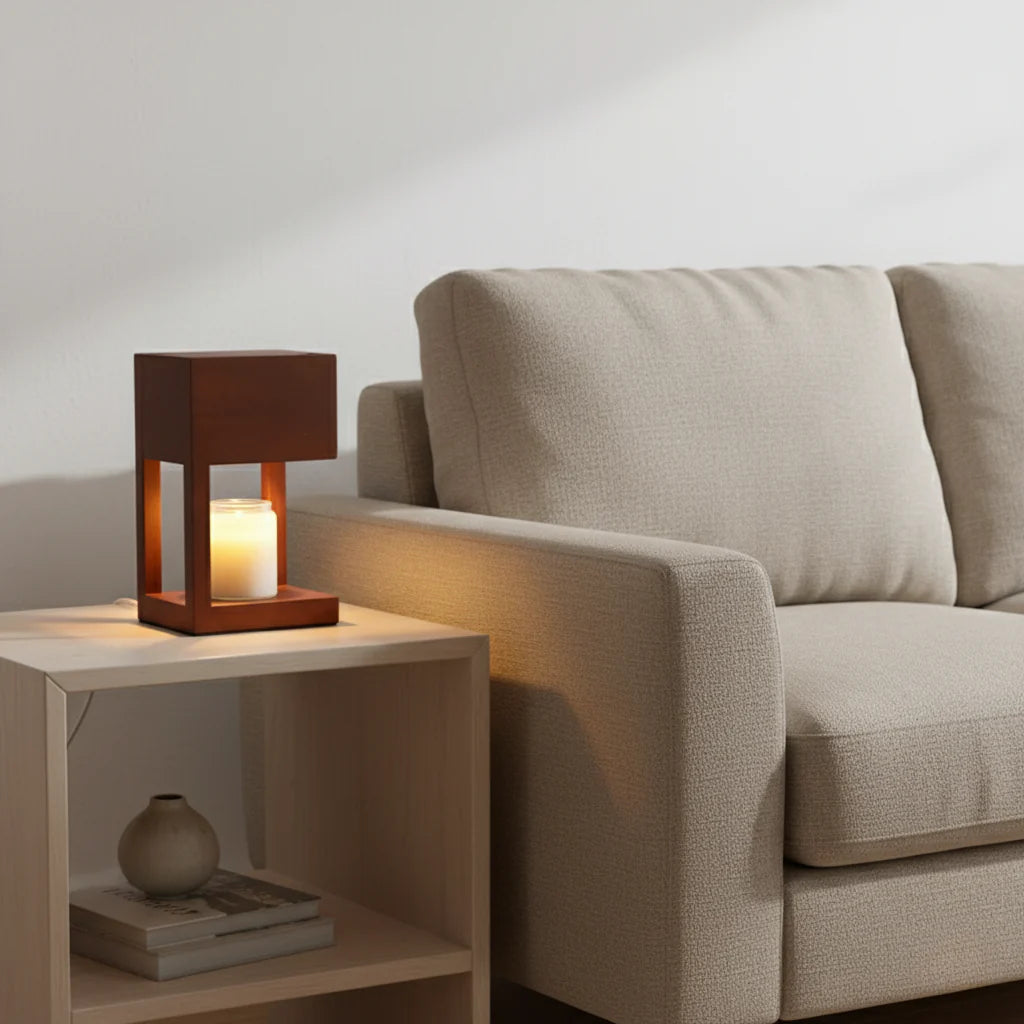 Wood Frame Candle Warmer Lamp