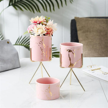 Geometric Marble Ceramic Planter Pot