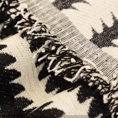 Striped Fringed Couch Cover | Plush Tufted Sofa Bedding