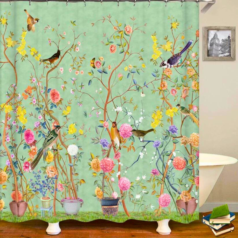 Waterproof Floral Shower Curtain