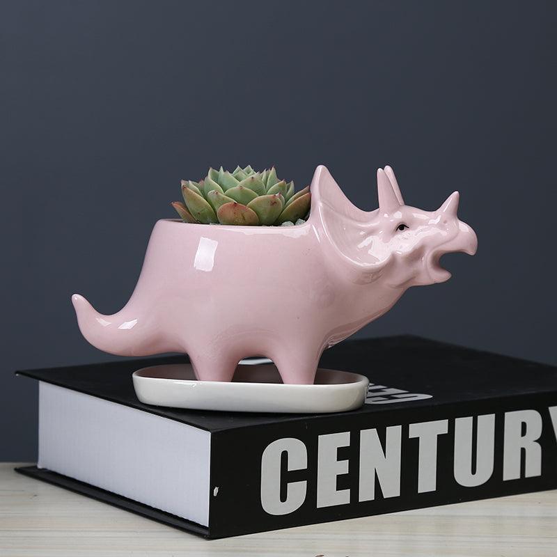 Dinosaur Succulent Planter Pot with Drainage Tray