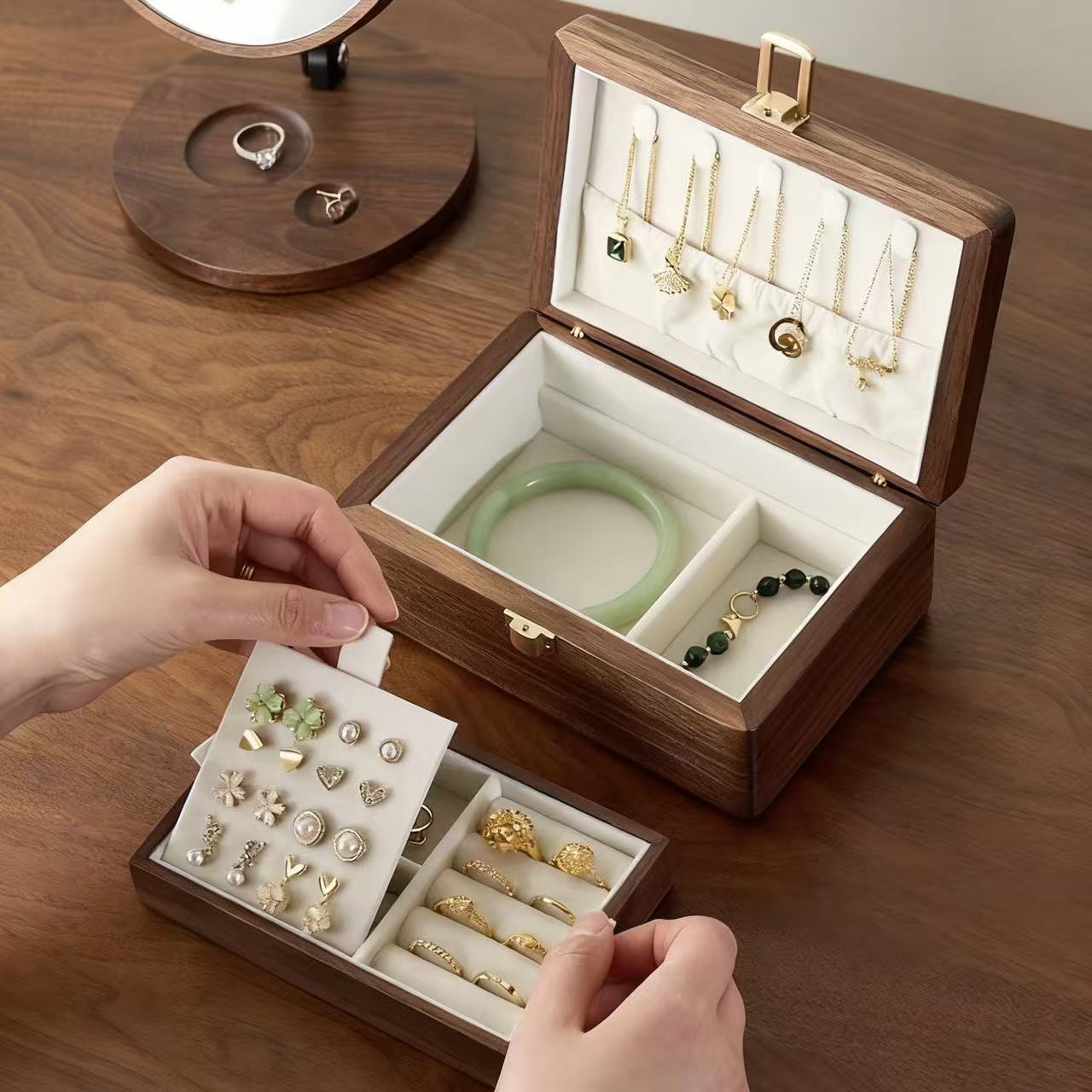 Minimalist Walnut Jewelry Storage Box