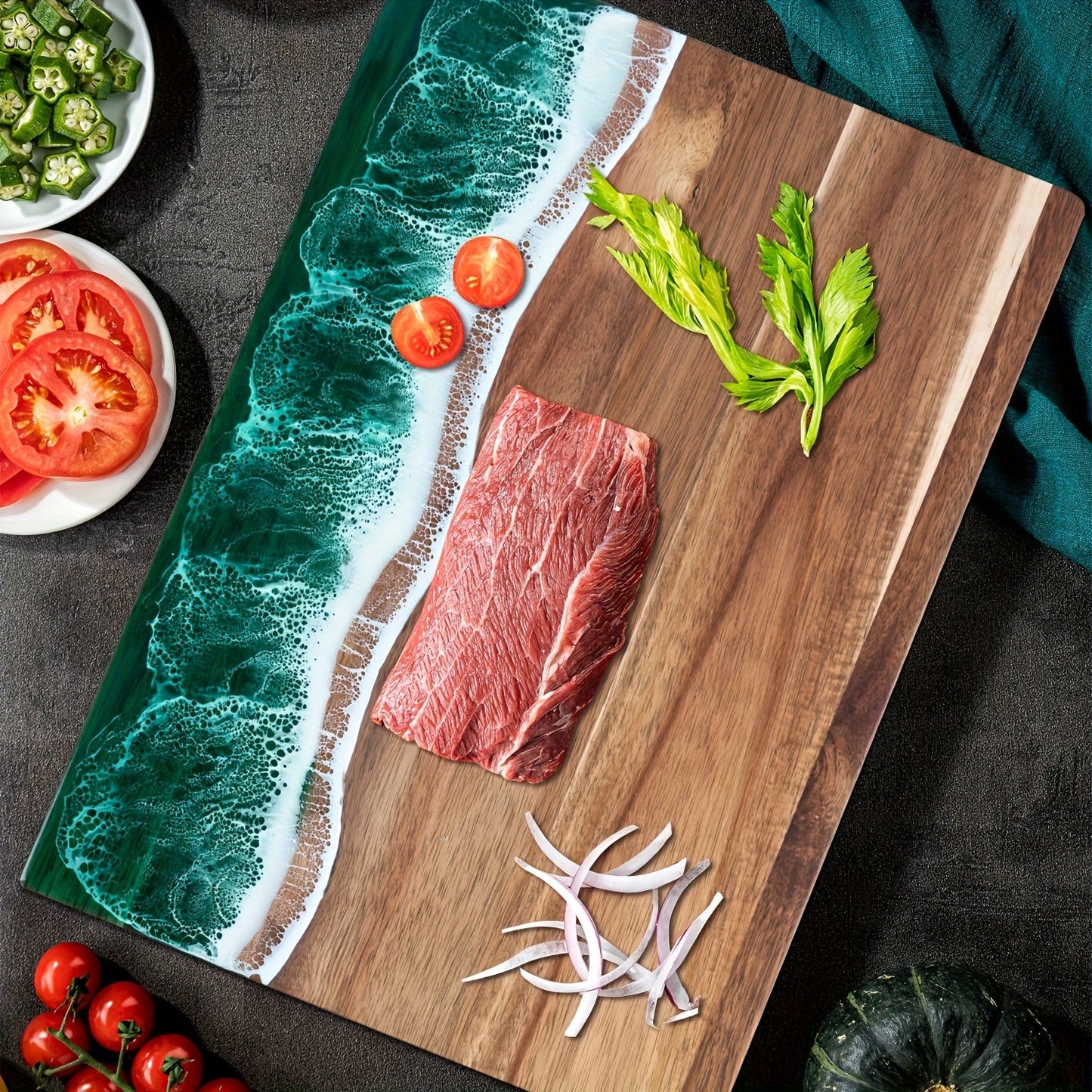 Ocean Wave Resin Cutting Board