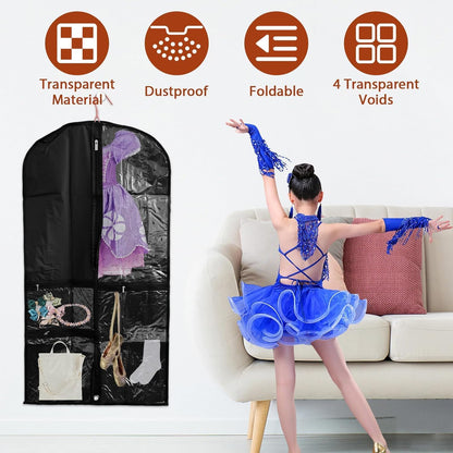 5-Pack Dance Garment Bag | Hanging Costume Storage with Pockets