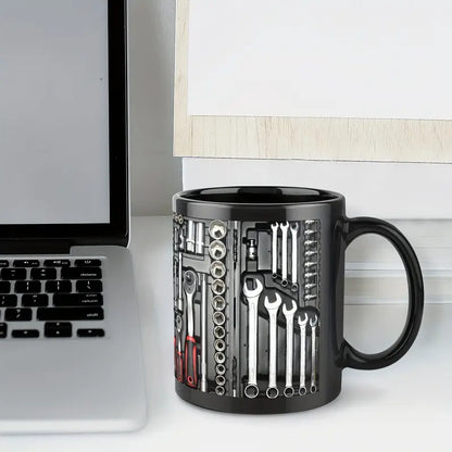 Mechanic Ceramic Coffee Cup | Socket and Wrench Print
