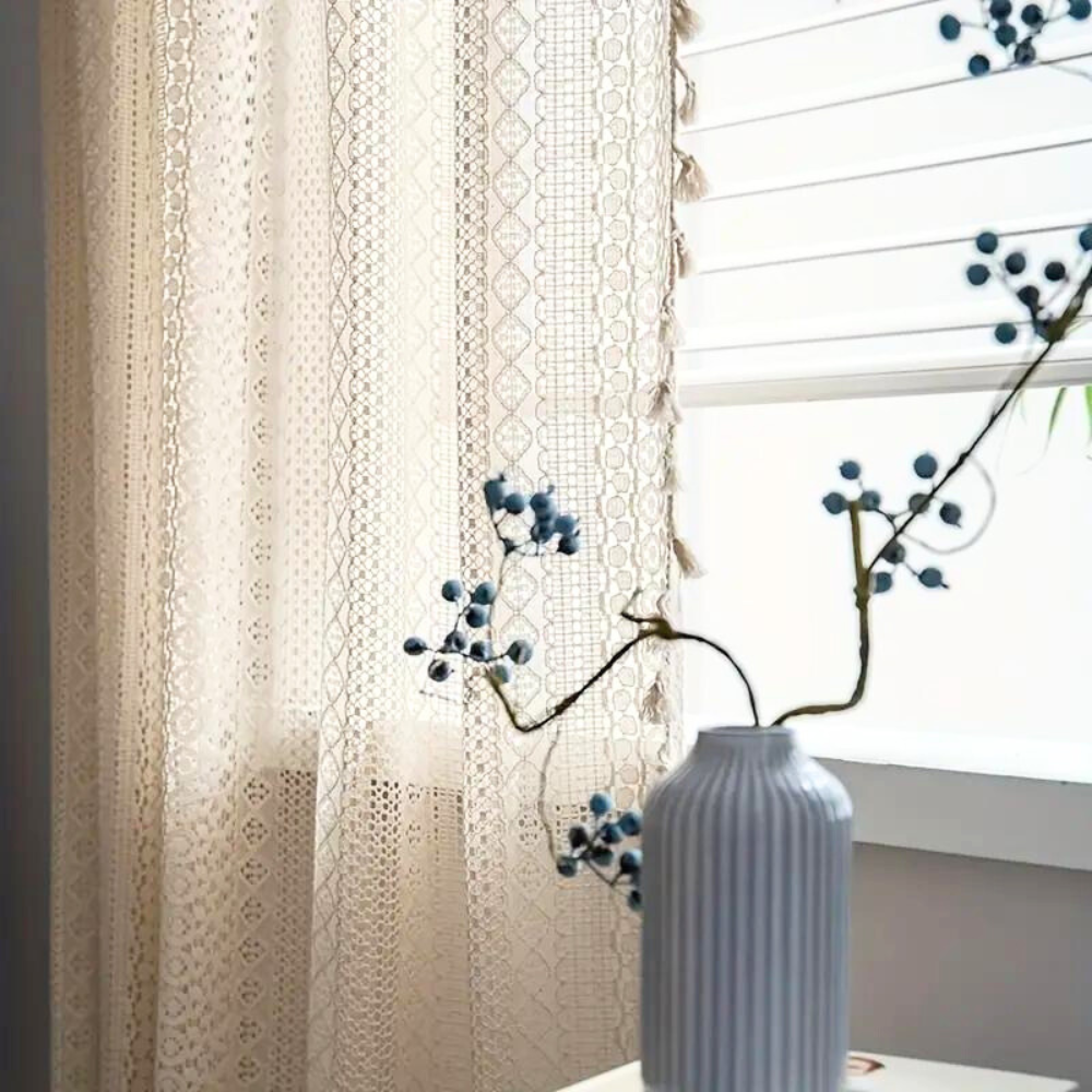 Bohemian Crochet Curtain Panel