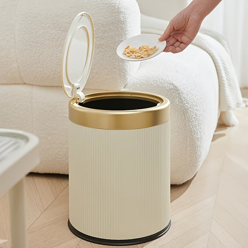 Oval Press Top Trash Can with Dual Inner Bucket