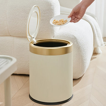 Oval Press Top Trash Can with Dual Inner Bucket